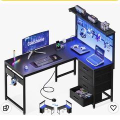 L shaped desk with drawers