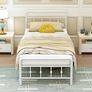 Single Bed Frame 3ft with Headboard and Footboard, Single Metal Bed Frame 46 cm High with Steel Slats Support, Noise Free, Easy Assembly, White Image 2