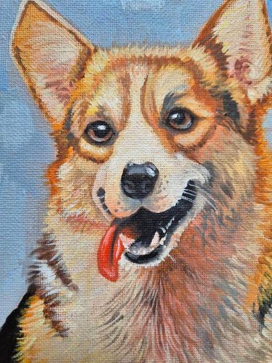 Happy Corgi - oil painting