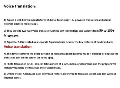 Voice Translations languages