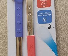 BNIP - A Set of 2 Switch-it Spoons - Dual Ended Heat Sensitive Silicone & Stainless Steel - See Link in text - E