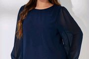 SHEIN Navy Chiffon Sleev Top. Size 16. New