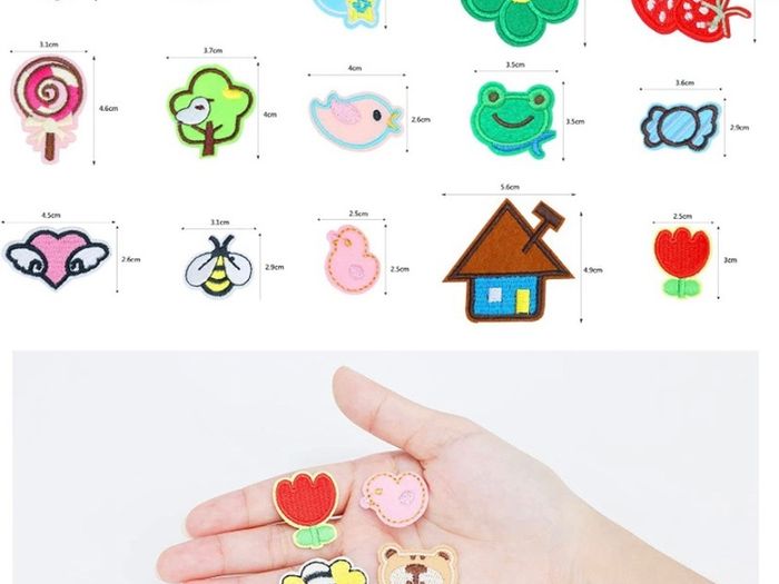 35PCS Embroidered Iron on Patch Stickers DIY Heart Flower Cartton Animals Decorative Patches Accessories Cute Sewing Applique (FREE POSTAGE)