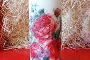 X-Large brand new unscented ivory decorative pillar candle spring Valentines day mother's day /birthday /new home Roses flowers