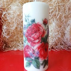 X-Large brand new unscented ivory decorative pillar candle spring Valentines day mother's day /birthday /new home Roses flowers