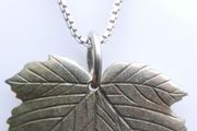 Vintage Sterling Silver Leaf Pendant and  Box Chain Necklace (L19,5" - 13,28g)