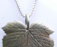 Vintage Sterling Silver Leaf Pendant and  Box Chain Necklace (L19,5" - 13,28g)