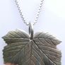 Vintage Sterling Silver Leaf Pendant and  Box Chain Necklace (L19,5" - 13,28g) Image 3