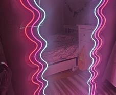 Pink and White Neon Wave Mirror