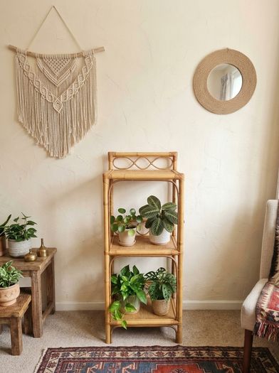Vintage 3 Tier Rattan Plant Stand