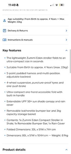 Summit Eden compact stroller