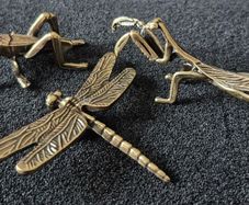 3 brass Insects, Solid brass.
