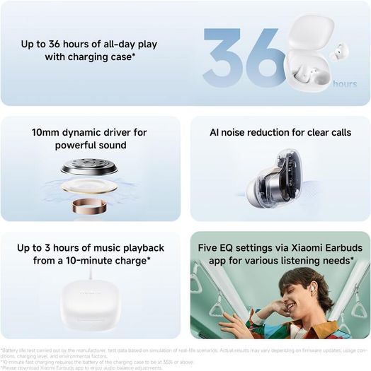 Xiaomi Redmi Buds 6 Play 10mm Dynamic Driver AI Noise Reduction Up to 36 Hours Battery Life Bluetooth 5.4 Touch Control