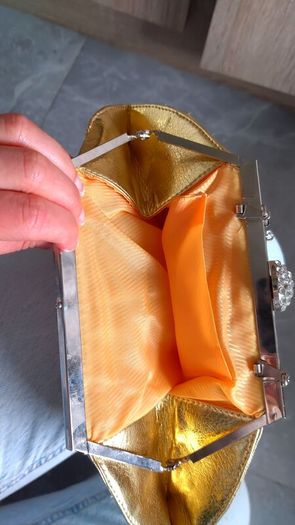 Gold sequin with rinstones clutch