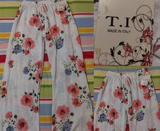 White Floral Cotton Trousers New With Tags