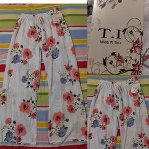 White Floral Cotton Trousers New With Tags