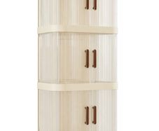 Slim Bathroom Cabinet Storage with Wheels, 3 Tier Clear Plastic Narrow Organiser Unit, Waterproof Mobile Cart with 3-Sided Access Doors for Tight Spaces & Gaps