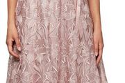 Alex Women's Tea Length Embroidered Dress Illusion Sleeves, dress for special occasions 36 EU, 8 UK, Size S