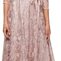 Alex Women's Tea Length Embroidered Dress Illusion Sleeves, dress for special occasions 36 EU, 8 UK, Size S