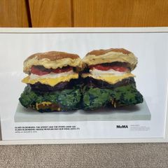 A Framed Print of Claes Oldenburg's iconic Pop Art sculpture "Two Cheeseburgers, with Everything (Dual Hamburgers)