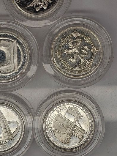 Great Britain Silver Proof 1984 1999 2007 2005 2004 2006 2003 1999 2002 1 Pound Silver Coins in Original Capsules