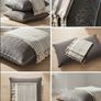 QUICK SALE (BARGAIN): Textured Dark Grey Cushions & Striped Throw Set - Excellent Condition (Collection D13) Image 4