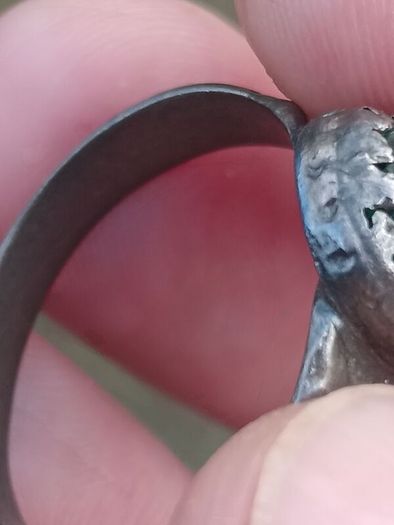 Medieval Nomad Green Garnet Bronze Ring 9th-13th AD