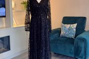 Stunning Fully Lined Long Black Sequin Dress by Lilie Rose