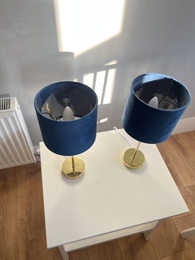 Matching blue velvet lamps