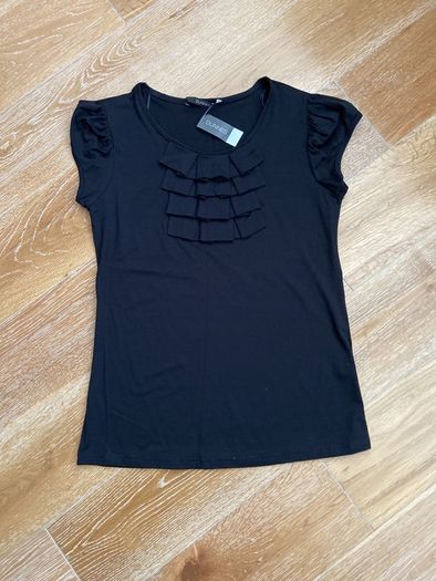 Brand New Black Pleat Neck Top Size 12