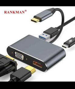 Rankman Type-C to 4K HDMI-compatible VGA USB C 3.0 Hub Adapter for MacBook Nintendo Samsung S20 Dex Huawei Matebook Xiaomi 10 TV
