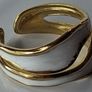 Double Layer Geometric White & Gold Open Ring Image 2