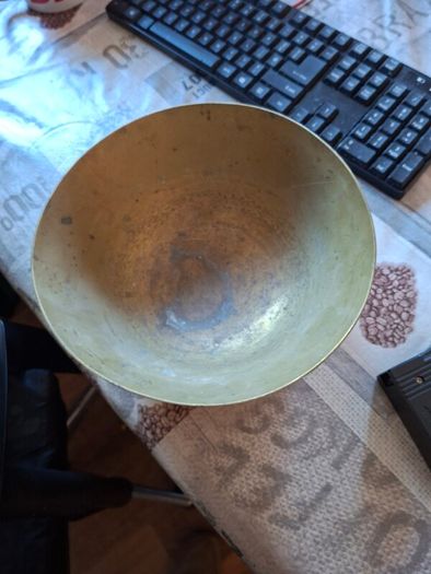 Large Antique Chinese Brass Engraved Bowl, likely dating from the early 20th century