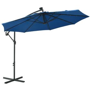 Cantilever Umbrella with LED Lights and Steel Pole 300 cm Azure