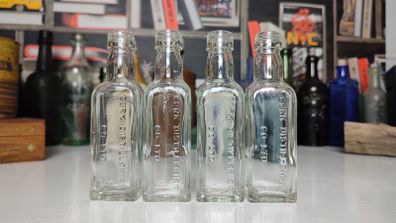 141 - Set of 4 Vintage Cork Distilleries Company Whisky Small Collectible Decorative Clear Glass Bottle
