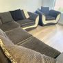 Dark grey corner sofa with matching armchair Image 2