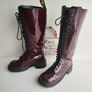 Dr Martens 1420 20 eye patent red burgundy knee high boots England UK7 EU41 US9 Image 5