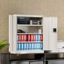 Metal Storage Cabinet with 2 Door and 3 Adjustable Shelves, 109CM Tall Storage Cupboard with Lock for Home, Office, Warehouse, 109 x 40 x 90 cm (Light Grey) Image 4