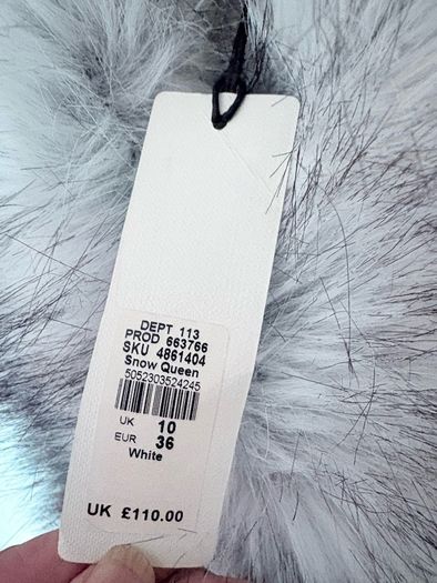 New with tags white snow queen coat from river island size 10