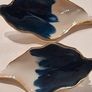 Irregular Navy Ombre White Gold Leaf Stud Earrings Image 3