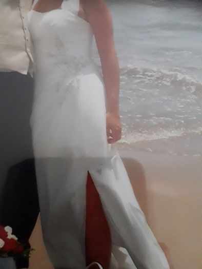 Elegant, simple halter neck wedding dress