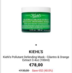 Kiehl's Pollutant Defending Mask Cilantro & Orange Extract brand new