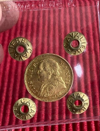 Vatican 1869 10 Lire Gold Coin Papal State Rare low mintage 5944!