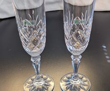 Galway Irish Crystal Clarendon Champagne Flutes Pair Vintage Irish Crystal