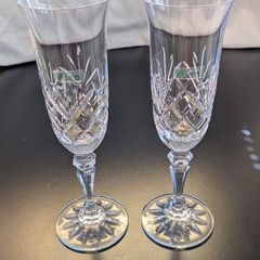 Galway Irish Crystal Clarendon Champagne Flutes Pair Vintage Irish Crystal