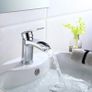 FREE EXPRESS SHIPPING Basin Taps Waterfall Mixers Bathroom Sink Mixer Tap Semi-open with UK Hoses Chrome Brass Image 2
