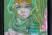 Framed Original Abstract Portrait of Baby Boy Toddler  Original Irish Art