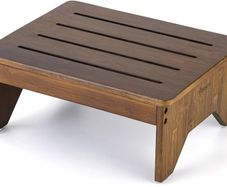 Bamboo Step Stool for Adults, Bedside Step for High Beds, 300 Lbs Capacity, Non-Slip Bed Foot Stool with Rounded Edges, Small One Step Stool for Bathroom, Bedroom, Garden, Kitchen Brown