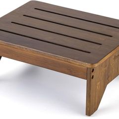 Bamboo Step Stool for Adults, Bedside Step for High Beds, 300 Lbs Capacity, Non-Slip Bed Foot Stool with Rounded Edges, Small One Step Stool for Bathroom, Bedroom, Garden, Kitchen Brown