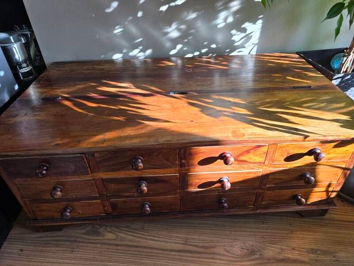 Large solid hardwood coffee table.